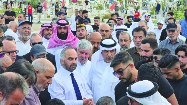 <p>A large crowd of citizens and residents took part in the funeral procession yesterday of Mohamed Mahmood Shehabi, who died in the Bapco tragedy along with his colleague Dejan Cuca on Friday.</p>
<p>Oil and Environment Minister Dr Mohammed Bin Daina and Bapco chief executive Dr Abdulrahman Jawahery led the mourners at Muharraq Cemetery.</p>
<p>Many officials along with family members and colleagues of the deceased were present.</p>
<p>They expressed deep sorrow over the loss of their colleague, who was known for his dedication and hard work, praying for patience and solace for his family.</p>
<p>Dr Bin Daina and Dr Jawahery offer condolences to the mourners.</p>
